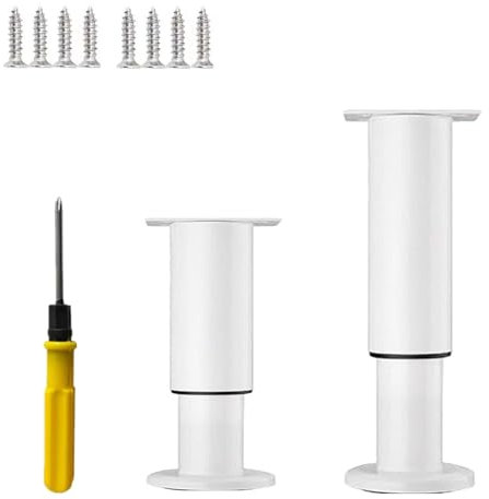 NCRGB 2PCS Patas Pies Ajustables Pata de MeAjustable,Regulables con 16 Kit Destornillador y Tornillos,para Armarios Mesillas de Noche Camas Escritorios Cómoda Estantería (Blanco, 8-12 cm)