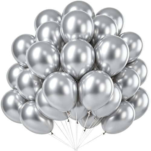 Silverballonger, 100 st 10 tum latexballonger, heliumballonger, födelsedagsballonger, silverballong för bröllop, silverballong för födelsedagsfest, dop, temafest, flickor, babyshower, fest