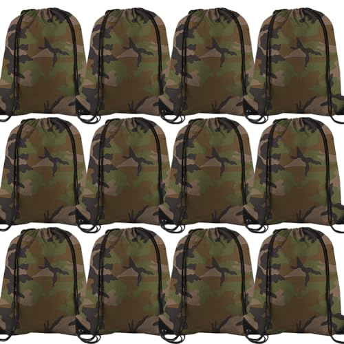Boerni Bolsa con cordón, mochila ligera de cuerda de camuflaje, bolsas de gran capacidad para deportes al aire libre, gimnasio, natación, senderismo, viaje, fiesta, regalo para niños, multicolor, L
