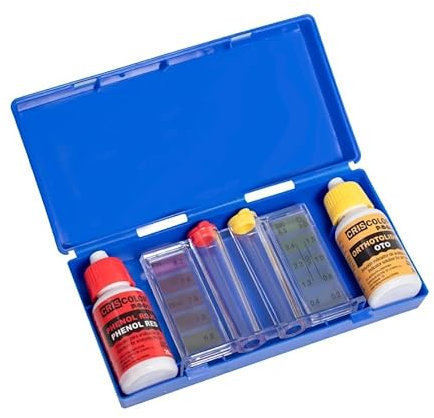 Test cloro y ph piscinas - Medidor de cloro y ph del agua para piscinas - Kit prueba ph y cloro piscinas - Pack 6 piezas + Estuche (Test completo)