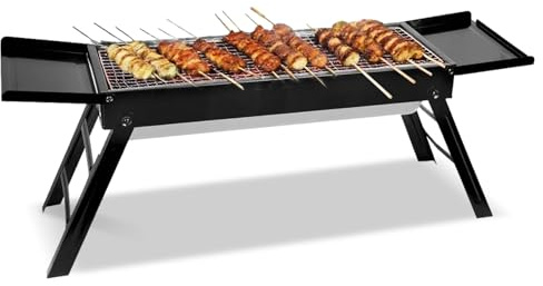 Sghtil Parrilla de carbón portátil plegable – Parrilla de carbón para jardín, barbacoa portátil, equipo de cocina al aire libre para picnic, portón trasero, jardín, senderismo, playa, mochilero
