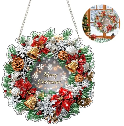 Diamantmålning, hänge, god jul, diamantmålningar, fönsterdekoration, hängande, jultomteskylt, diamantmålning, fönsterbilder med kedja för fönster, vägg och entré, dekoration
