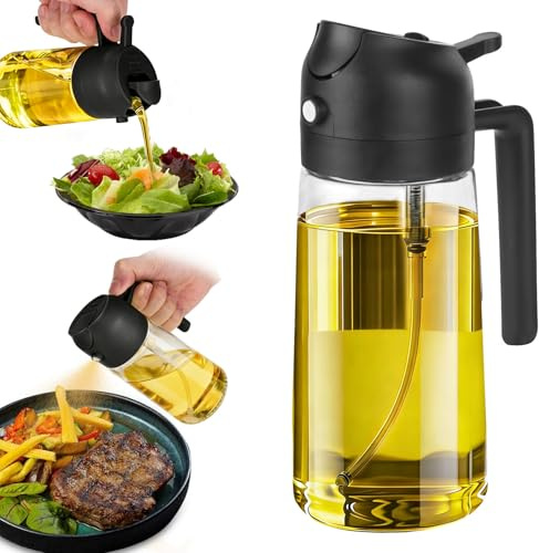 HO-SFSM Spruzzatore per olio, bottiglie di vetro per olio, spruzzatore per olio 2 in 1, può spruzzare e versare olio, per cucinare, grigliare, friggitrice ad aria calda, cuocere al forno