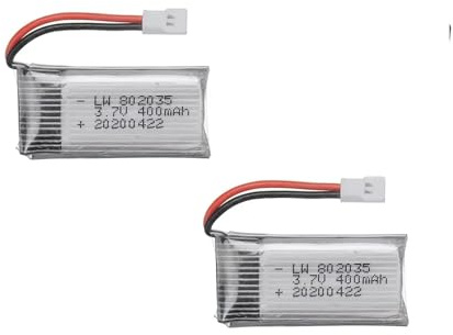 Batterie LiPo 3,7 V 400 mAh 35 C avec Chargeur for Mini quadricoptères RC – Pack de Batteries Rechange 37 × 20 8 mm(2pcs with Charger)