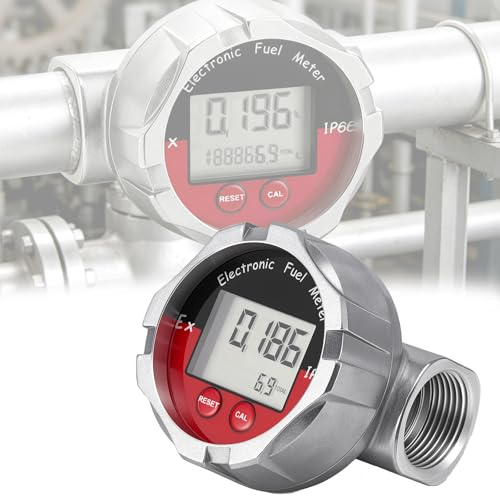 Misuratore Portata, Misuratore Digitale Elettronico LCD 1 Pollice Acciaio Inossidabile Contatore a Turbina per Misurazione Acqua Benzina Kerosene Olio e Liquidi Impermeabile IPX7 Portata 10-100 L/min