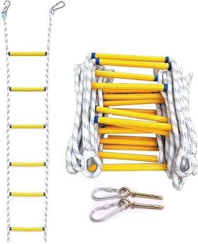 Escalera de emergencia para escape de incendios, diseño antideslizante resistente al fuego para un despliegue rápido, escalera de cuerda de seguridad con ganchos para adultos