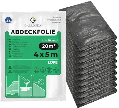 Garronda Bâche de Protection Peinture Travaux 4×5 m Lot de 10 Gris GD-0222