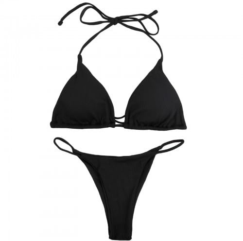 Maillot de Bain Femme, Deux Pièces Triangle Bikini Réglable Corde à Cravate de Swimwear Triangle Réglable Bikini (FR/ES, Alpha/Lettres, TG, Taille Normale, Taille Normale)