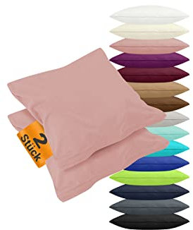 npluseins 2er Pack Kissenbezüge aus Jersey-Baumwolle in unifarbenem Design 1179.1539, ca. 80 x 80 cm, Altrosa