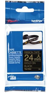 Brother textiles Schriftband TZe-R354 gold auf schwarz - 24 mm breit, 4 m lang (u.a. für Brother P-touch D600VP, E500VP, E550WVP, H500, P700, Cube Plus, P750W, P900W, P950NW)