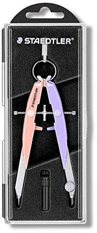 STAEDTLER Mars Comfort 556 Zirkel, hohe Qualität mit Spindelführung Mitteltriebspindel, exakt und präzise, pastell-pink und pastell-lavendel, stabiles Etui mit Klappdeckel, 556 00-PA2