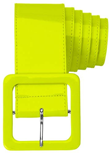 Amakando Vielseitiger 80er Jahre Neon Gürtel für Frauen/Neongelb/Disco Damengürtel breit/EIN Highlight zu Kostümfest & Karneval