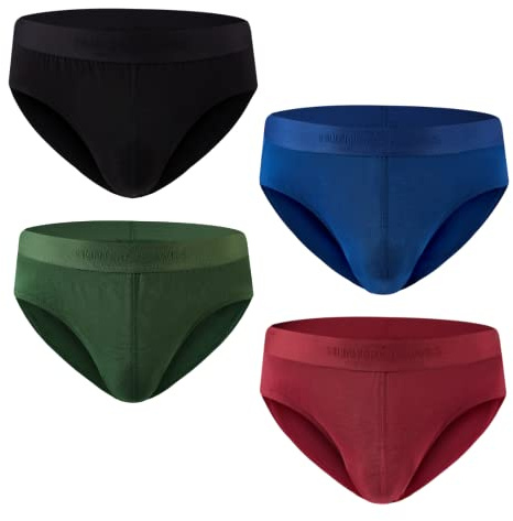 HUNTER&HAWKS Men's 4 pack Bamboo Briefs, S-6XL, Soft, Antibacterial and Breathable Underwear, Cool Dry Mens Briefs, Perfect Fitting, Multi-Colour Pack