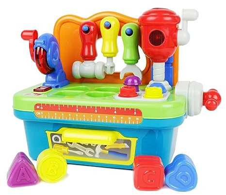 Boley Toddler Workbench Playset - 8 Pc Light & Sound Interactive Kids Tool Set for 3 Year Old Kids and Up
