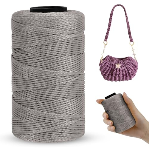 LEREATI Fil Macramé 1mm x 230m Corde Macramé Polyester Ficelle Corde Fil Polypropylène pour Sac à Main, Suspension Murale, Travaux Manuels, Tricot, Noël, Mariage (Chameau)