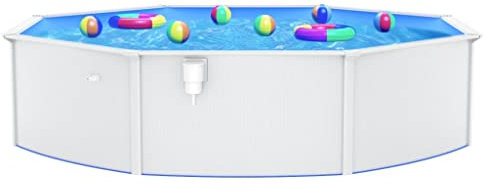 Willood Stahlwandpool Set Robuster Pool in Weiß mit winterfester Blauer Innenfolie mit Stahlwand Rund 550x120 cm Weiß