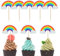 COMNICO 24 PCS Rainbow Cupcake Toppers Theme Party Cake Decorations DIY Cake Picks Insert Toppers Cute Dessert Decorating Supplies for Girl Boys Baby Shower Birthday Party Baking