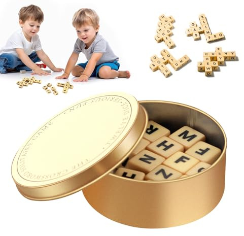 Travel Scrabble Board Game UK,Qless Crossword Solitaire Dice Game,Board Game,Spelling Toys,Fun Word Combination Games,Portable Scrab-ble Game Toy,12 Dice Letters Set for Travel Camping Games