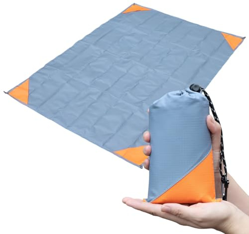Orga'Neat Pocket Picnic Blanket, Sandproof Lightweight Pocket Camping Tarp, 55″x 79″ Foldable & Fits into Small Bag, Water Resistant Washable Quick Dry Compact Beach Mat for Outdoor Recreation