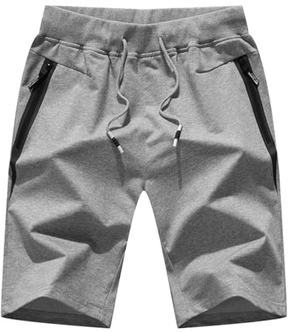Cozyan Pantalón Corto para Hombre Pantalones Cortos Deportivos para Correr Pantalones Cortos Hombre Cremallera Pantalones Cortos Deporte de Algodón Gimnasia con Bolsillo Atletismo Pantalón