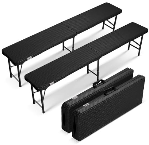 HOMELUX Bierbank 2er Set Klappbar 8 Personen, Kunststoff Klappbank, Faltbar Biergarten, Campingbank Bierbänke Bierbankgarnitur Gartenbank