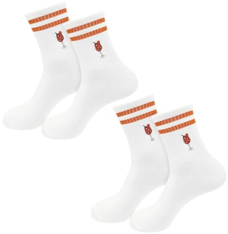 FUIPVGI 2 Paia Calzini Aperol Spritz Calzini Uomo Divertenti Calzini Aperol, Calzini da Tennis con Motivo da Donna e da Uomo, Calzini Donna, Regalo per Gli amanti di Aperol (Bianco)