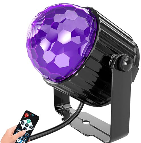 Bola de discoteca de 6 W con mando a distancia, luz LED para fiestas, luz negra, cambio de color, control de sonido, luz de discoteca, lámpara de DJ, luz de escenario, foco UV RGB para club, DJ