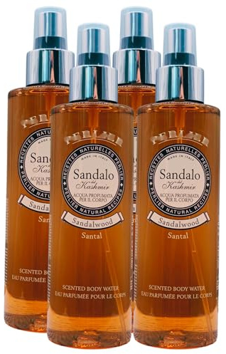 Acqua Profumata Per Il Corpo SANDALO Del KASHMIR, Offre Un'Esperienza Sensoriale Avvolgente e Raffinata. Fragranza Delicata e Sofisticata, Perfetta Per Chi Cerca Un Tocco Di Lusso 200ml (4 Unità)