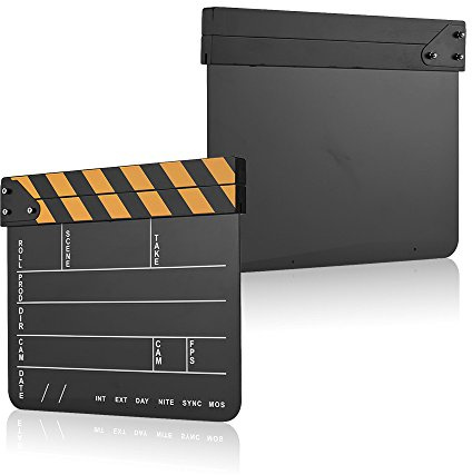 Akozon Ardoise de Film en Acrylique avec Bois coloré, pour la Fabrication de Films et de Télévision, Blanc (Tableau noir)