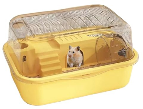 Jaula para Hámster – Hábitat De Dos Pisos, Hábitat para Animales Pequeños con Techo Abrible Y Rueda De Ejercicio, Jaula Transparente Paras Mascotas, Casa Paras Animales Pequeños