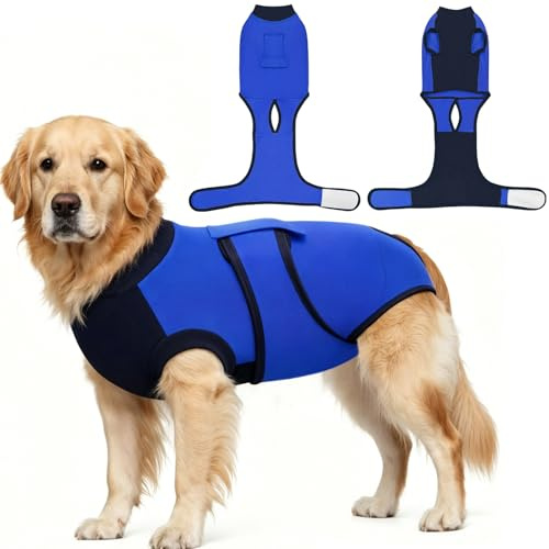 Dolahovy Traje Recuperación Cirugía para Perros, Body Post Quirurgico Perro Trajes Onesie Mascotas Pijamas para Cuidado Postoperatorio Ropa Quirúrgica para Perros (Azul, S)