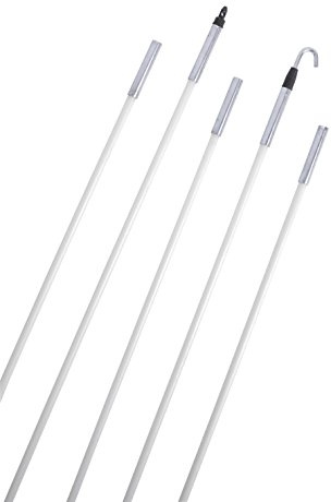 Gardner Bender FTX-15GL Glo Fish 15 ft, Luminescent Glow-in-the-Dark Fiberglass Fish Sticks, Bullet Nose and Hook End, 5 Interlocking 3 ft Sticks, White