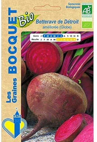 Sachet de graines de Betterave Globe de Détroit Bio- certifiée ECOCERT FR-BIO-01-5 g - légume racine - LES GRAINES BOCQUET