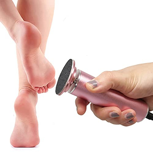 Electric Foot File Hard Skin Remover, Powerful Electric Callus Remover Foot Sander Pedicure Tools Dead Skin Remover, Speed Adjustable, with 60pcs Replacement Sandpaper (Pink)