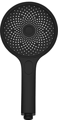 WENKO Soffione Doccia Softwater Nero Opaco, Doccetta Universale con 324 Ugelli e 3 Tipi di Getto