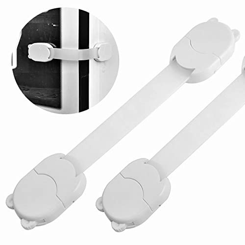 2 Pieza Cerraduras Seguridad Niños Cerraduras seguridad bebés, Cierre Seguridad Cerraduras Prueba Bebé para Gabinetes, Cajones, Neveras, No se Necesita Usar Taladros (Blanco)