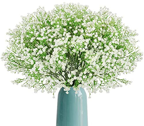 Schleierkraut Künstlich, 12 Stück Künstliche Blumen Weiß, Kunstblumen wie Echt, Künstliches Gypsophila, Künstlich Schleierkraut Getrocknet, künstliche Babyatmen, Blumensträuße Blumenarrangement Deko