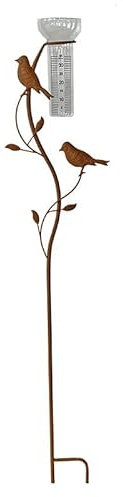 La Grande Prairie Pluviomètre Oiseaux Fer 18x6x100cm