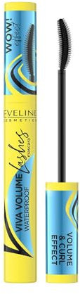 Eveline Cosmetics Viva Full Lashes Waterproof Volumizing Mascara - Long-lasting Silicone Brush for Curling, Defining & Lengthening Lashes, Ideal for Active Lifestyles and Contact Lens Wearers, 10 ml