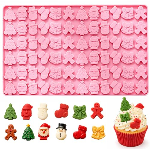 1 st jul silikonform, pepparkaksman, julgran, jultomten, julstrumpa, snögubbe och klockform, mini silikonform för godispakor gelé husdjursgodis bakning