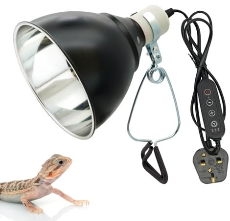 BREUAILY Reptile Heat Lamp Fixture 7.2 inch Reptile Dome Light Fixture with Clip and Switch E27 Ceramic Lamp Holder for Vivarium Light Max 100 Watt