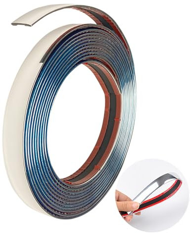 Chrome Bande de Garniture Voiture 18mm*5m Baguette Adhesive Chrome pour Carrosserie Fenêtre Décoration Extérieure (5M, 18mm)