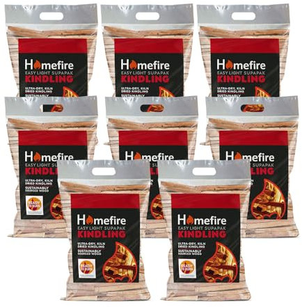 Homefire Sustainably Sourced Supapak Wood Kindling, for Wood Burners, Open Fires, Multi-fuel Stoves (8 Packs)
