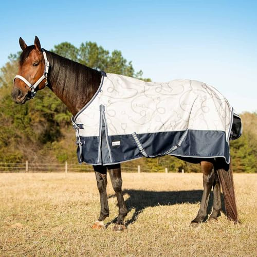 Jeffers Poplar Head 1200 Denier Turnout Sheet for Horses, 0g Polyfill, 66- Waterproof Lightweight Horse Blanket, Adjustable Chest Belly Straps, Tail Flap, Stable Blanket - Latte Snaffles & Irons