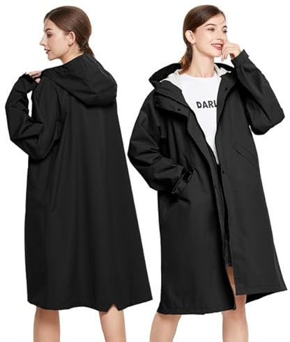 LAMA Impermeabile Lungo Da Donna, Giacche Impermeabili Riutilizzabili Con Cappuccio e Borsa per Il Trasporto, Impermeabile Leggero Da Donna Antivento Per Esterni