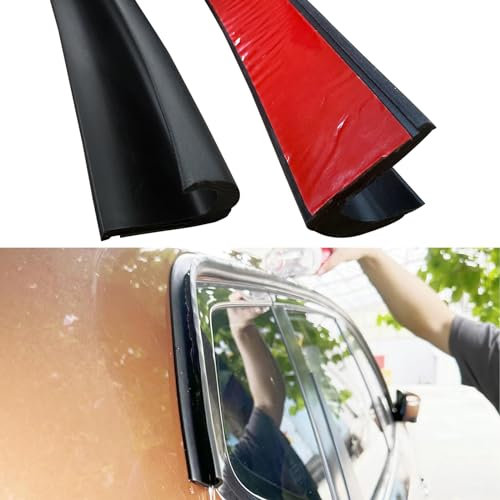 Gouttière anti-pluie, bande autocollante en PVC en forme de J, pour porte de voiture, camion, camping-car, bateau, van - Noir, 3 m
