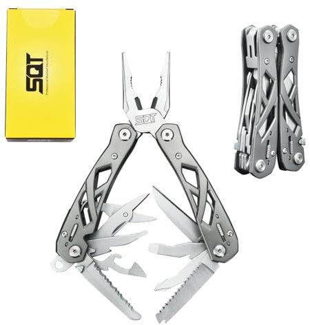 SQT Multifunktionszange 14-in-1 Multi-Tool Multifunktion mit Zange, Magnetische Schraubendreher & Nylonetui für Camping, Wandern, Autoreparatur (Geschenk für Männer/Heimwerker)