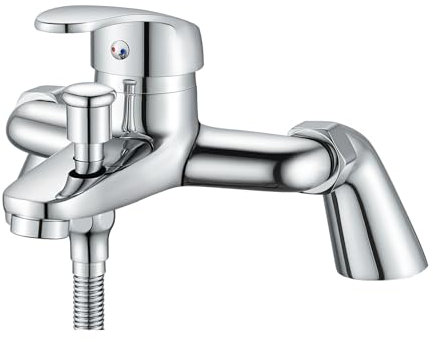 Coleniny Modern Bath Shower Mixer Tap with Filler Spout, Single Lever Monobloc Shower Bath Tap, Exposed Faucet Solid Brass Chrome Finished-1/2'' Outlet 180mm Centres