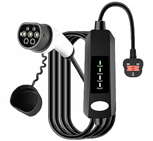 EV Charger 10M 13A Cable Type 2 to 3 Pin,Portable Type 2 Charging Cable IP65 Water Proof, Electric car charger Cable(IEC 62196-2 Type 2 Female)…