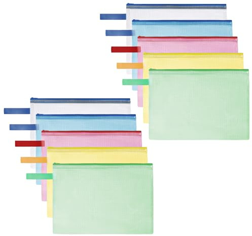 OFFCUP Bolsa de Archivo de Cremallera, 10PCS A3 Bolsa de Documentos, Malla Bolsa de Archivo Bolsas de Cremallera de Almacenamiento para Cosméticos Suministros de Oficina Accesorios (Colore)